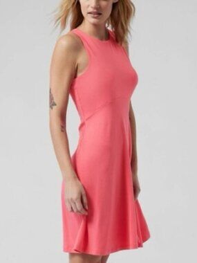 Athleta Santorini Thera sleeveless dress Coral Petal Pink stretch modal Medium